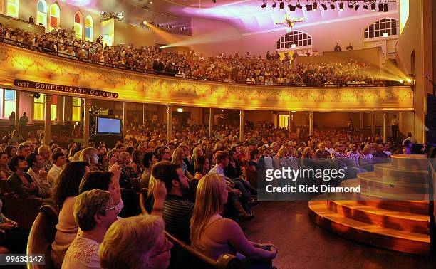 Atmosphere during the "Music City Keep on Playin'" benefit concert at the Ryman Auditorium on May 16, 2010 in Nashville, Tennessee.