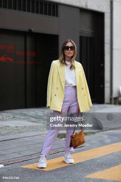 Sarah Schaefer attends the Magazine Lauch Party on July 6, 2018 in Berlin, Germany. .