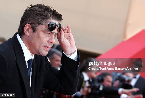 Actor and juror Benicio Del Toro attends the Premiere of 'Wall Street: Money Never Sleeps' held at the Palais des Festivals during the 63rd Annual...