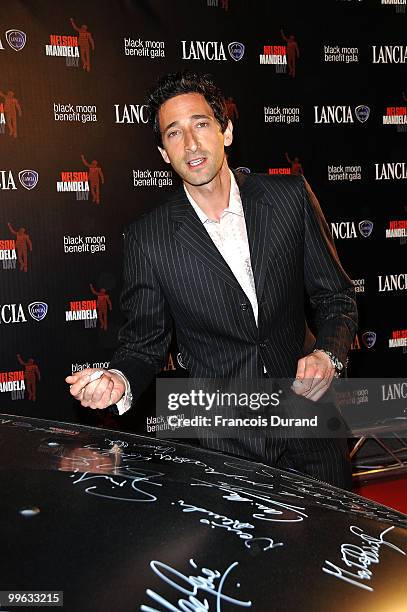 Actor Adrien Brody attends the Black Moon Benefit Gala for the Mandela Foundation, hosted by Lancia on board of the Signora del Vento on May 15, 2010...