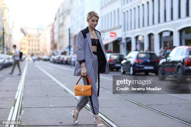 Caro Daur attends the Magazine Lauch Party on July 6, 2018 in Berlin, Germany. .