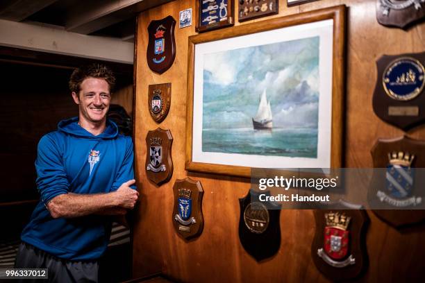 In this handout image provided by Red Bull, Andy Jones of the USA below decks on the caravel Vera Cruz prior to the third stop of the Red Bull Cliff...