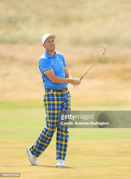 David Howell of England in action during the Pro Am event prior to the start of the Aberdeen Standard Investments Scottish Open at Gullane Golf...