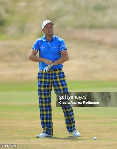 David Howell of England in action during the Pro Am event prior to the start of the Aberdeen Standard Investments Scottish Open at Gullane Golf...