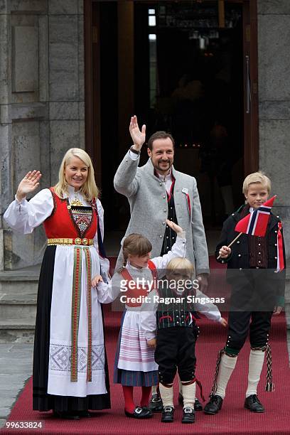 Crown Princess Mette-Marit of Norway, Princess Ingrid Alexandra of Norway, Crown Prince Haakon of Norway, Prince Sverre Magnus of Norway and Master...