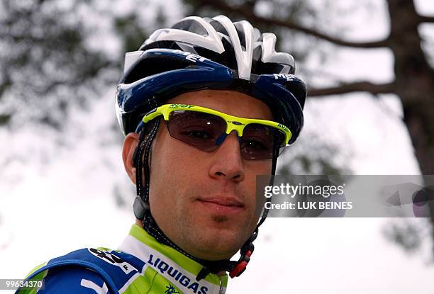 Vincenzo Nibali of Italy prepares for the start of the 8th stage in the 93rd Giro d'Italia, from Chianciano to Monte Terminillo on May 16, 2010 in...
