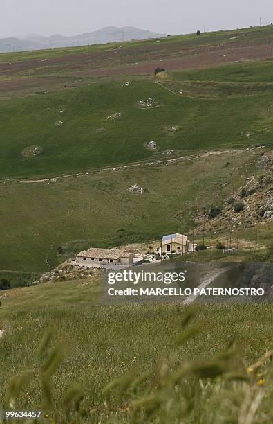 This picture shows a general view taken on May 14, 2010 near Corleone on the Italian island of Sicily, of the "Terre di Corleone" a bed and breakfast...