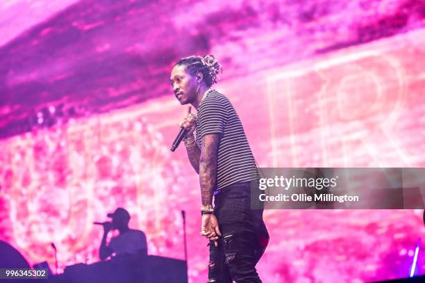 Future performs headlining the main stage at The Plains of Abraham in The Battlefields Park during day 3 of the 51st Festival d'ete de Quebec on July...