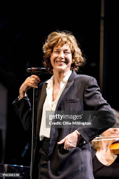 Jane Birkin performs headlining the Lotto Quebec stage during day 3 of the 51st Festival d'ete de Quebec on July 7, 2018 in Quebec City, Canada