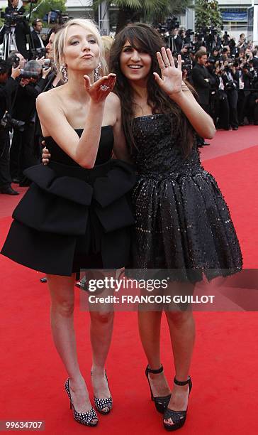 French actress Geraldine Nakache and French actress Audrey Lamy arrive for the screening of "La Princesse de Montpensier" presented in competition at...