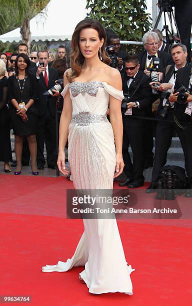 Actress Kate Beckinsale attends the Premiere of 'Wall Street: Money Never Sleeps' held at the Palais des Festivals during the 63rd Annual...