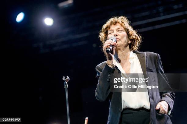 Jane Birkin performs headlining the Lotto Quebec stage during day 3 of the 51st Festival d'ete de Quebec on July 7, 2018 in Quebec City, Canada