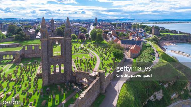 st.andrews aerial scotland - scotland stock pictures, royalty-free photos & images
