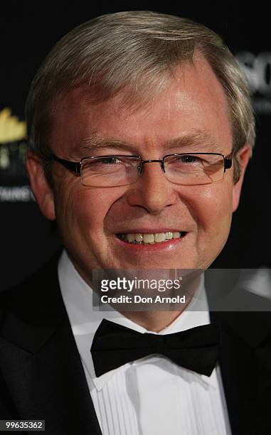 Prime Minister Kevin Rudd poses on the red carpet at the Australian Captains' Dinner To Tackle Youth Cancer function held at Star City Casino on May...