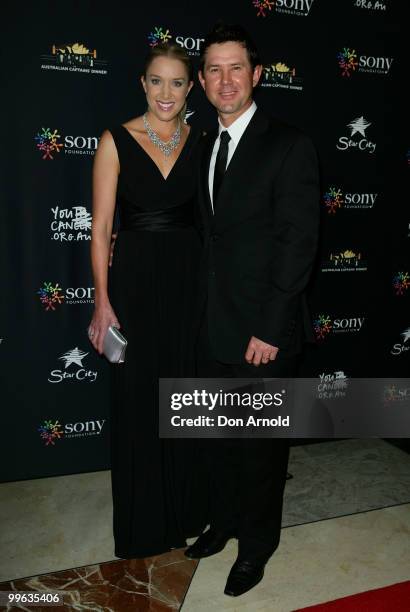 Rianna Ponting and Ricky Ponting pose on the red carpet at the Australian Captains' Dinner To Tackle Youth Cancer function held at Star City Casino...