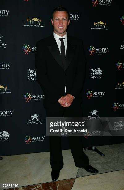 Lucas Neill poses on the red carpet at the Australian Captains' Dinner To Tackle Youth Cancer function held at Star City Casino on May 17, 2010 in...