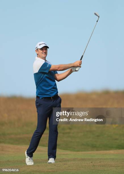 Justin Rose of England in action during the Pro Am event prior to the start of the Aberdeen Standard Investments Scottish Open at Gullane Golf Course...