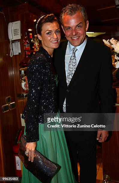 Actress Lyne Renee and actor Danny Huston attend the �Black Moon Benefit Gala� for the Mandela Foundation, hosted by Lancia on board of the �Signora...