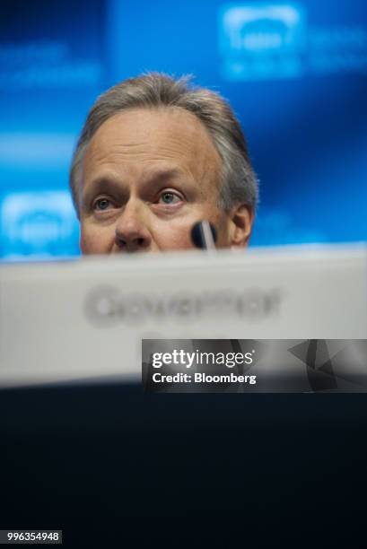 Stephen Poloz, governor of the Bank of Canada, speaks during a press conference in Ottawa, Ontario, Canada, on Wednesday, July 11, 2018....