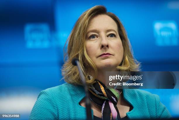 Carolyn Wilkins, senior deputy governor at the Bank of Canada, listens during a press conference in Ottawa, Ontario, Canada, on Wednesday, July 11,...