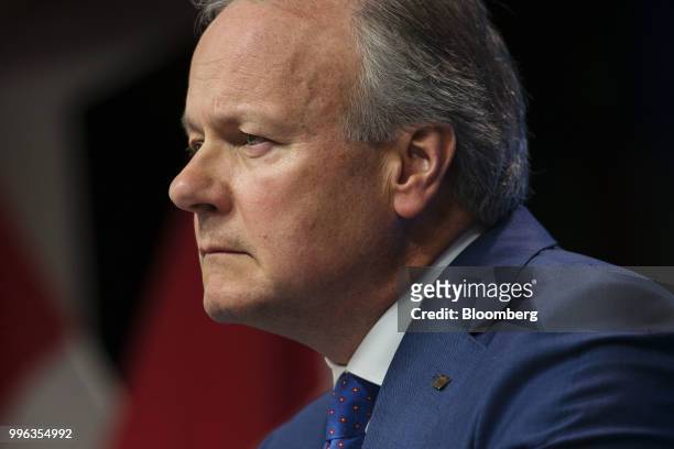 Stephen Poloz, governor of the Bank of Canada, listens during a press conference in Ottawa, Ontario, Canada, on Wednesday, July 11, 2018....