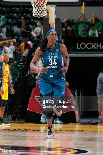 Sylvia Fowles of the Minnesota Lynx looks on during the game against the Indiana Fever on July 11, 2018 at Bankers Life Fieldhouse in Indianapolis,...