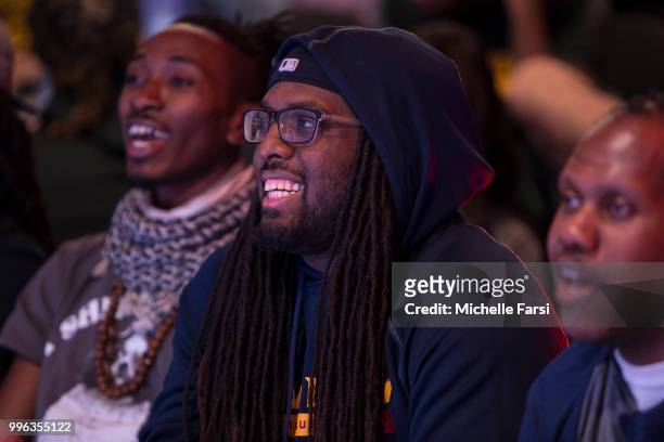 Savage of Cavs Legion Gaming Club looks on from the stands during the game against Blazer5 Gaming on June 30, 2018 at the NBA 2K Studio in Long...