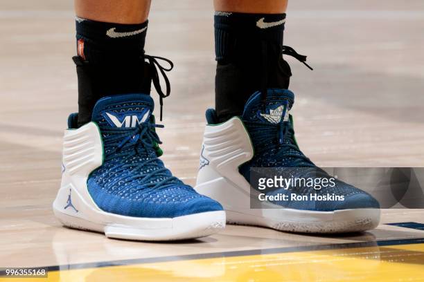 The sneakers of Maya Moore of the Minnesota Lynx during the game against the Indiana Fever on July 11, 2018 at Bankers Life Fieldhouse in...
