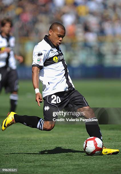 Jonathan Ludovic Biabiany of Parma FC in action during the Serie A match between Parma FC and AS Livorno Calcio at Stadio Ennio Tardini on May 16,...