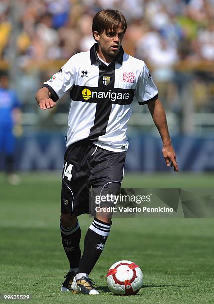 Daniele Galloppa of Parma FC in action during the Serie A match between Parma FC and AS Livorno Calcio at Stadio Ennio Tardini on May 16, 2010 in...