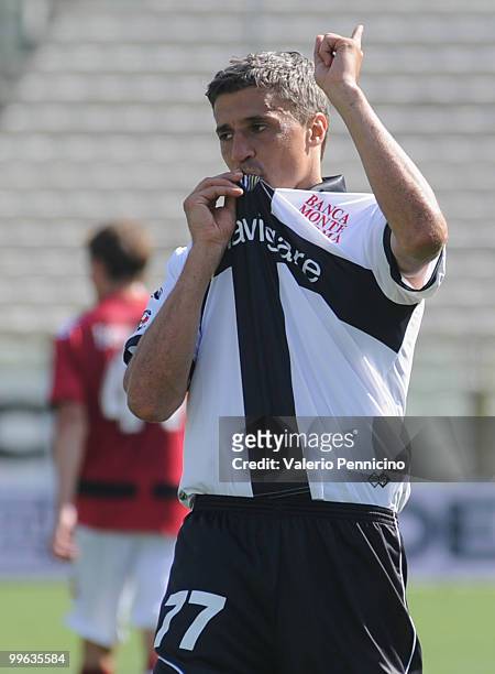Hernan Crespo of Parma FC celebrates his goal during the Serie A match between Parma FC and AS Livorno Calcio at Stadio Ennio Tardini on May 16, 2010...