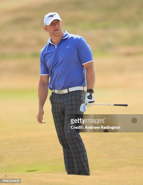 Mike Tindall, former England rugby player, in action during the Pro Am event prior to the start of the Aberdeen Standard Investments Scottish Open at...