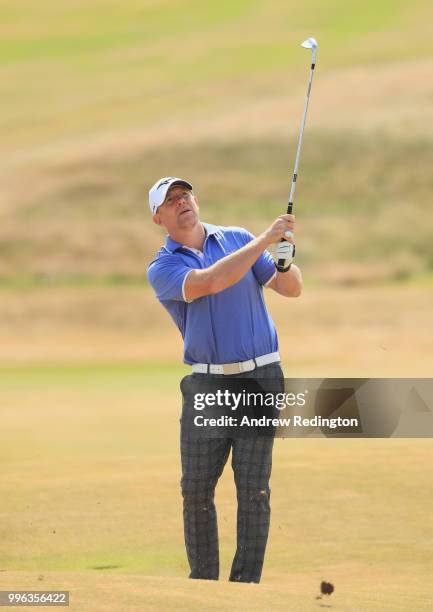 Mike Tindall, former England rugby player, in action during the Pro Am event prior to the start of the Aberdeen Standard Investments Scottish Open at...