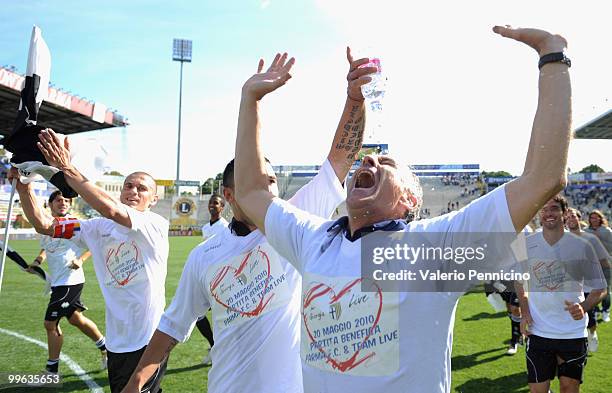 Parma FC head coach Francesco Guidolin celebrates the end of season after the Serie A match between Parma FC and AS Livorno Calcio at Stadio Ennio...