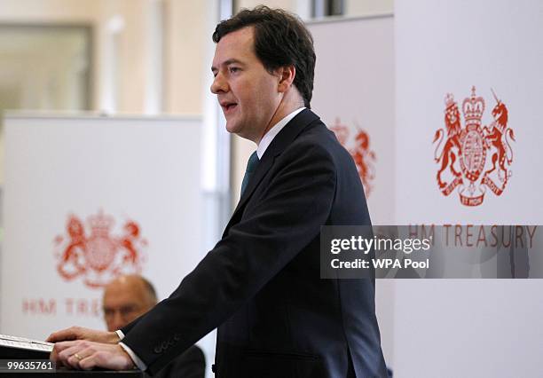 Britain's Chancellor of the Exchequer George Osborne speaks during a press conference at the Treasury, May 17, 2010 in central London. A new fiscal...