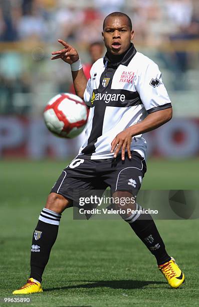Jonathan Ludovic Biabiany of Parma FC in action during the Serie A match between Parma FC and AS Livorno Calcio at Stadio Ennio Tardini on May 16,...