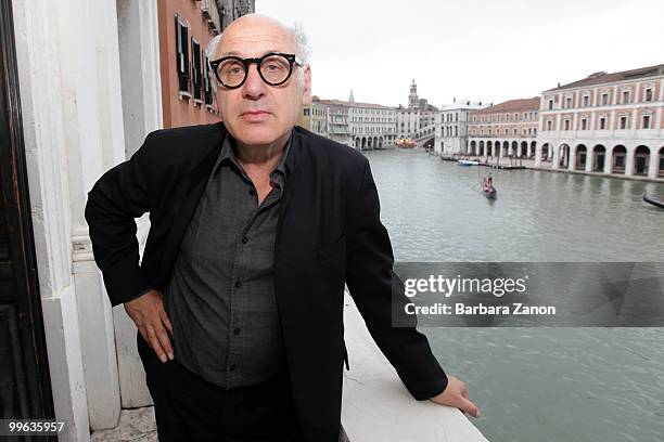 Composer Michael Nyman poses for a portrait outside Fondazione Buziol, on Gran Canal, on May 12, 2010 in Venice, Italy.