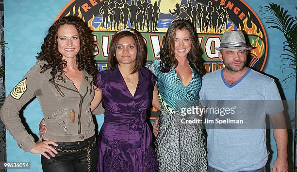 Jerri Manthey, Sandra Diaz-Twine, Parvati Shallow and Russell Hantz attend the "Survivor: Heroes Vs Villains" finale reunion show at Ed Sullivan...