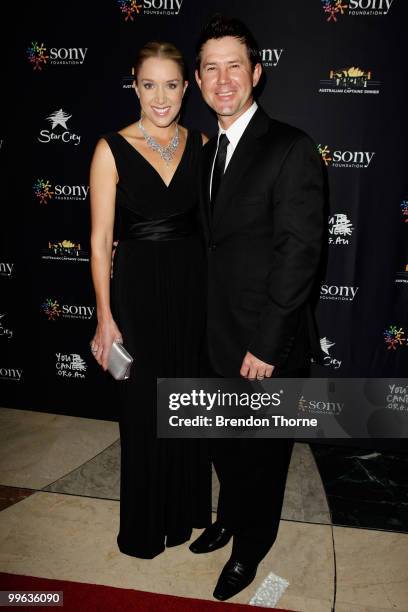 Rianna Ponting and Ricky Ponting attend the Australian captain's dinner to tackle youth cancer at Star City Casino on May 17, 2010 in Sydney,...
