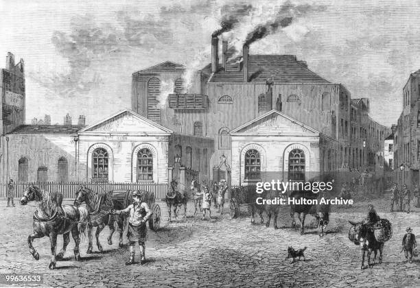 Drays leaving Meux's brewery, London, 1830.