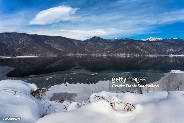 nohur lake - azerbaijan winter stock pictures, royalty-free photos & images