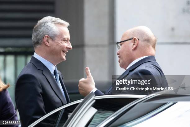 French Minister of economy, Bruno Le Maire and the German Economy Minister Peter Altmaier attend a joint meeting on July 11, 2018 in Paris, France....