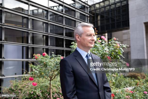 French Minister of economy, Bruno Le Maire attends a joint meeting with German Economy Minister Peter Altmaier on July 11, 2018 in Paris, France. The...