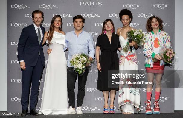 Cosima Ramirez, model Afrodita Dorado, Charo Izquierdo, Jorge Vazquez and Sara Carbonero attends the L'Oreal award during the Mercedes Benz Fashion...