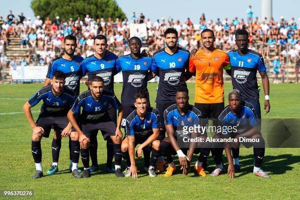 Team of Beziers during the Friendly match between Marseille and Beziers on July 11, 2018 in Montpellier, France.
