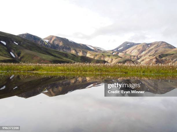 reflection in the highlands of iceland - highlands-of-iceland stockfoto's en -beelden