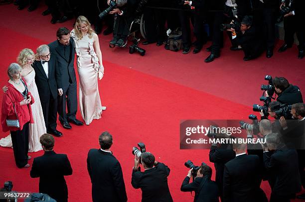 British actress Gemma Jones, British-born Australian Naomi Watts, US director Woody Allen, US actor Josh Brolin and British actress Lucy Punch arrive...