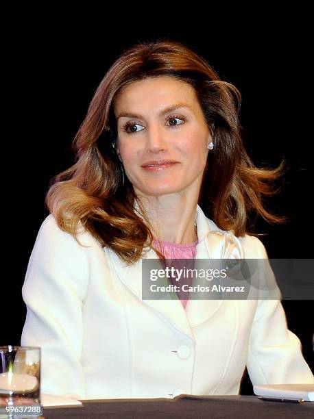 Princess Letizia of Spain attends "I Foro Espana Mexico" at the Cervantes Institute on May 17, 2010 in Madrid, Spain.