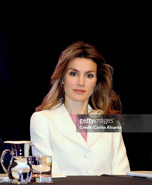 Princess Letizia of Spain attends "I Foro Espana Mexico" at the Cervantes Institute on May 17, 2010 in Madrid, Spain.