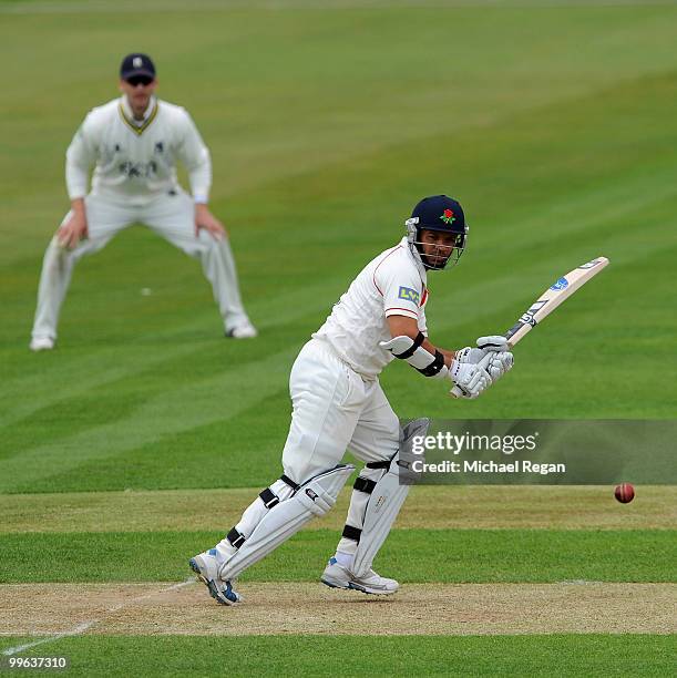 Ashwell Prince of Lancashire plays a shot during the LV County Championship match between Warwickshire and Lancashire at Edgbaston at Edgbaston on...